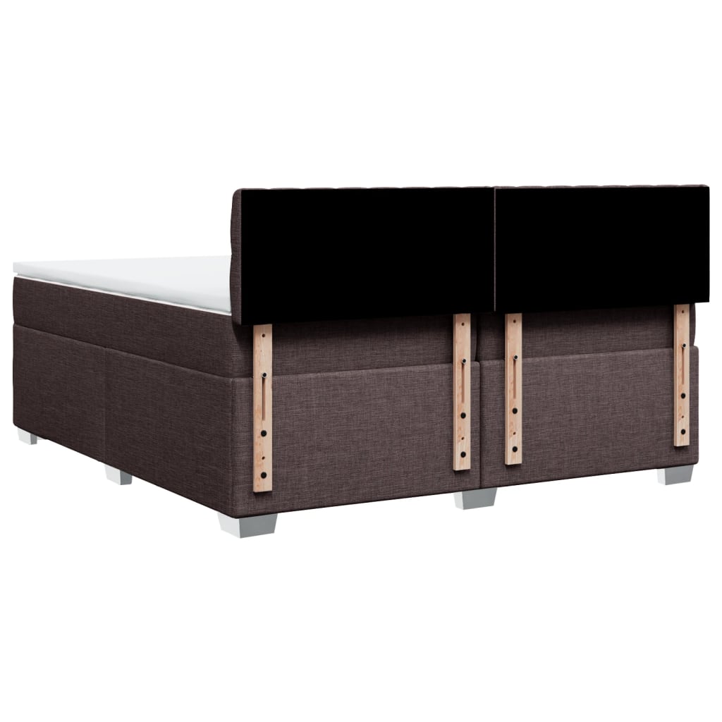 vidaXL Κρεβάτι Boxspring με Στρώμα Σκούρο Καφέ 200x200 εκ. Υφασμάτινο