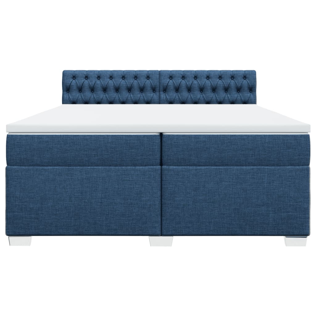 vidaXL Κρεβάτι Boxspring με Στρώμα Μπλε 200x200 εκ. Υφασμάτινο