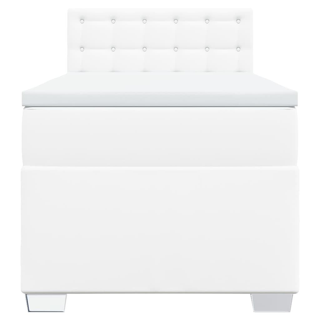 vidaXL Κρεβάτι Boxspring με Στρώμα Λευκό 80 x 200 εκ. Συνθετικό Δέρμα