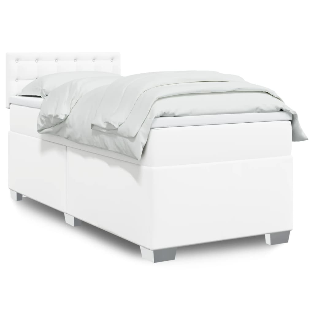 vidaXL Κρεβάτι Boxspring με Στρώμα Λευκό 80 x 200 εκ. Συνθετικό Δέρμα