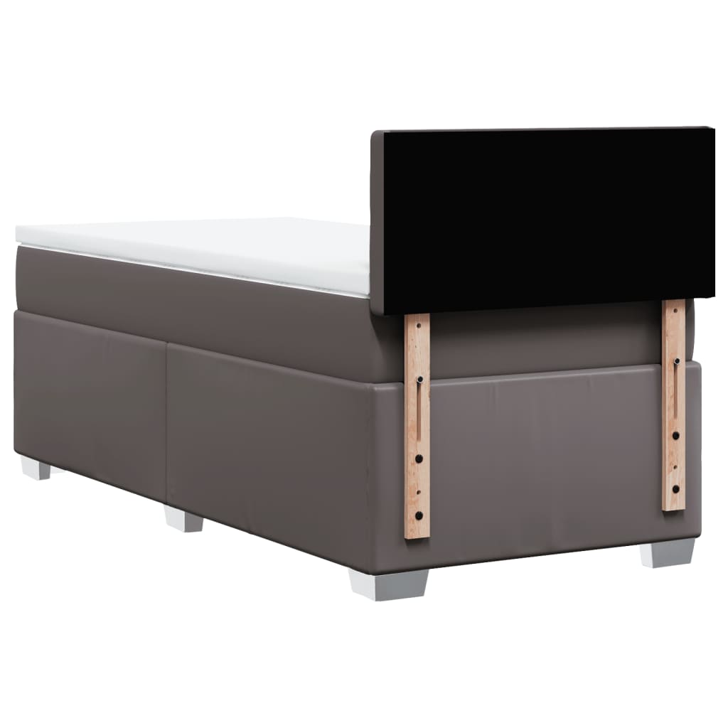 vidaXL Κρεβάτι Boxspring με Στρώμα Γκρι 80 x 200 εκ. Συνθετικό Δέρμα