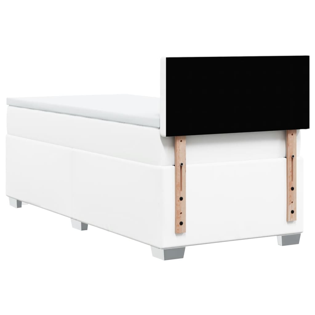 vidaXL Κρεβάτι Boxspring με Στρώμα Λευκό 90x190εκ. από Συνθετικό Δέρμα