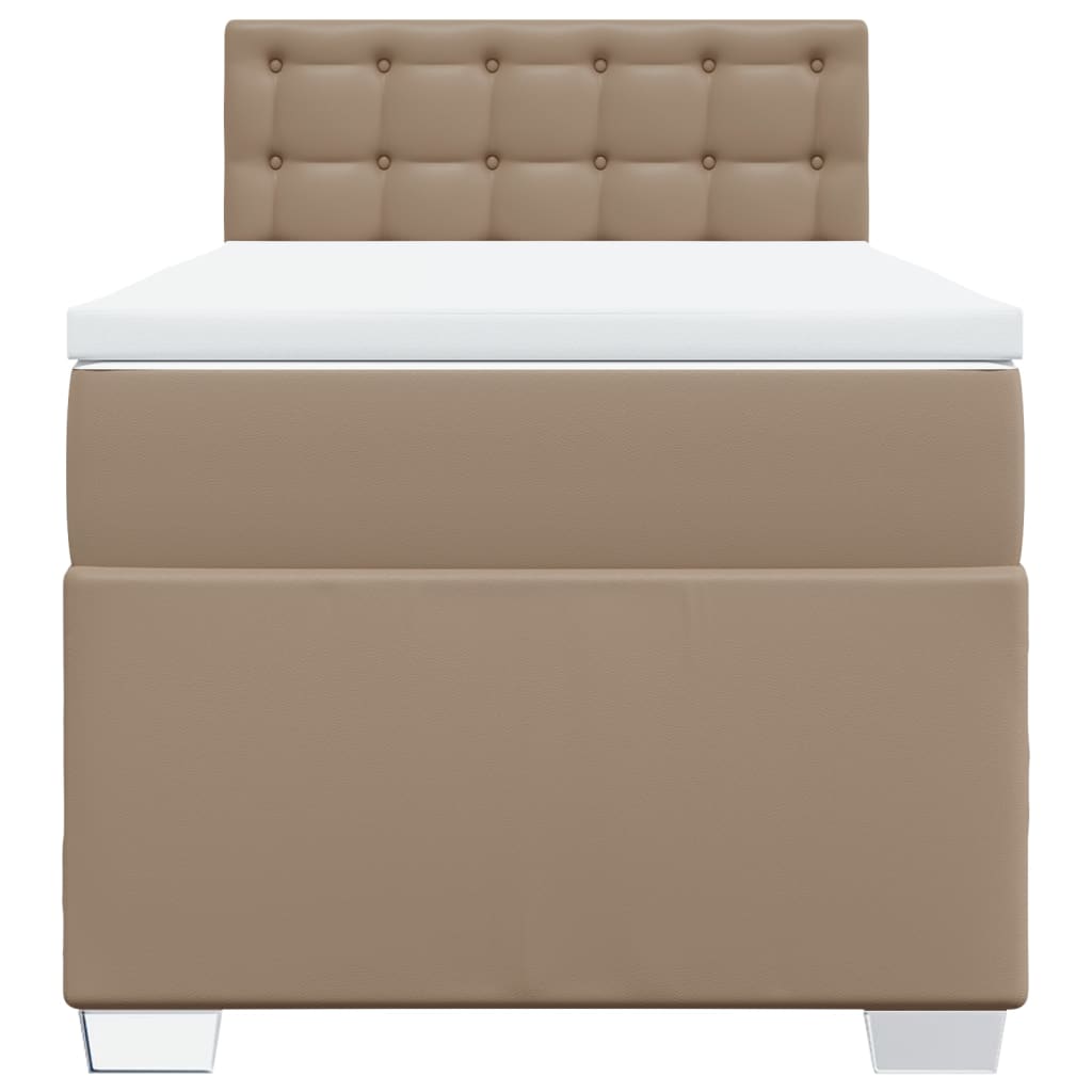 vidaXL Κρεβάτι Boxspring με Στρώμα Καπουτσίνο 90x190εκ.από Συνθ. Δέρμα