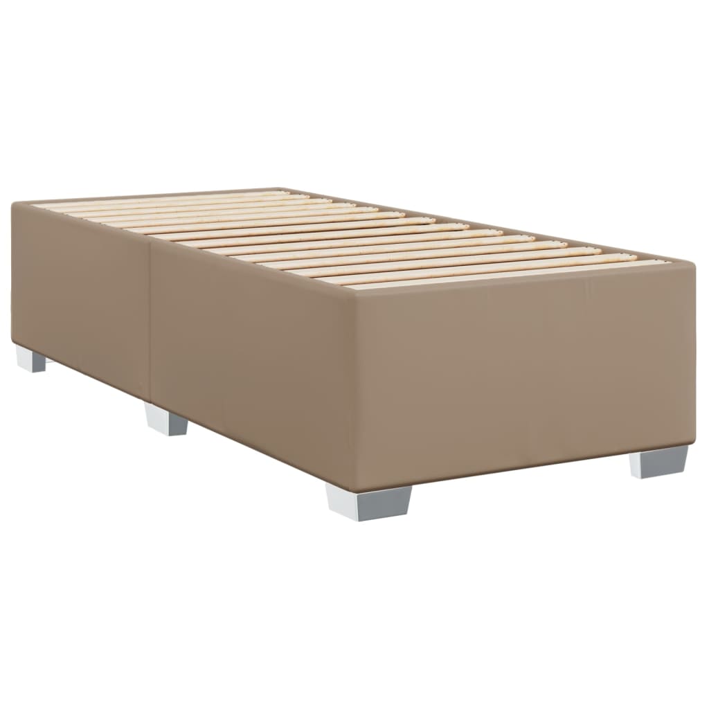 vidaXL Κρεβάτι Boxspring με Στρώμα Καπουτσίνο 90x190εκ.από Συνθ. Δέρμα