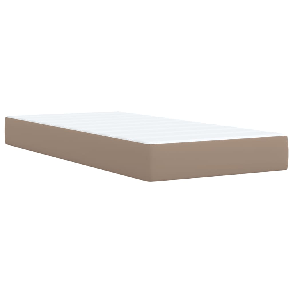 vidaXL Κρεβάτι Boxspring με Στρώμα Καπουτσίνο 90x190εκ.από Συνθ. Δέρμα