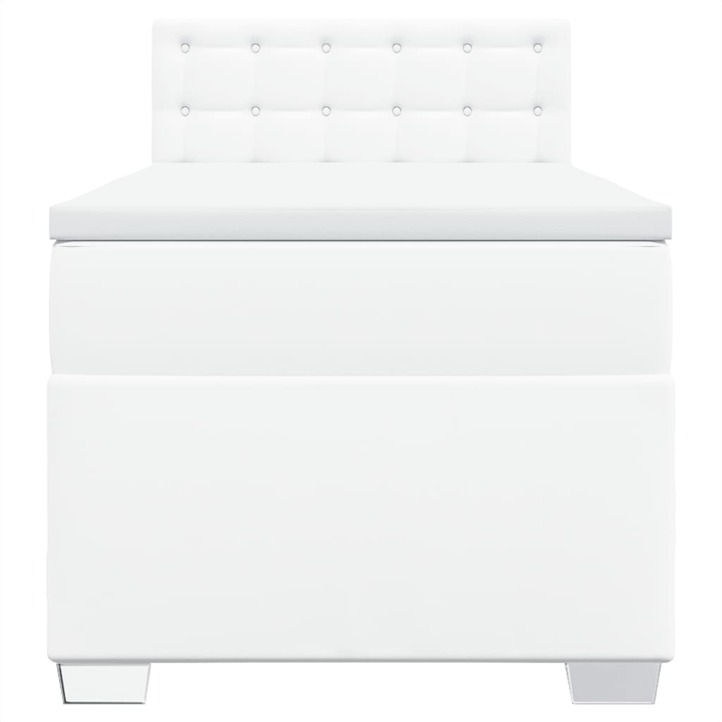vidaXL Κρεβάτι Boxspring με Στρώμα Λευκό 90x200εκ. από Συνθετικό Δέρμα