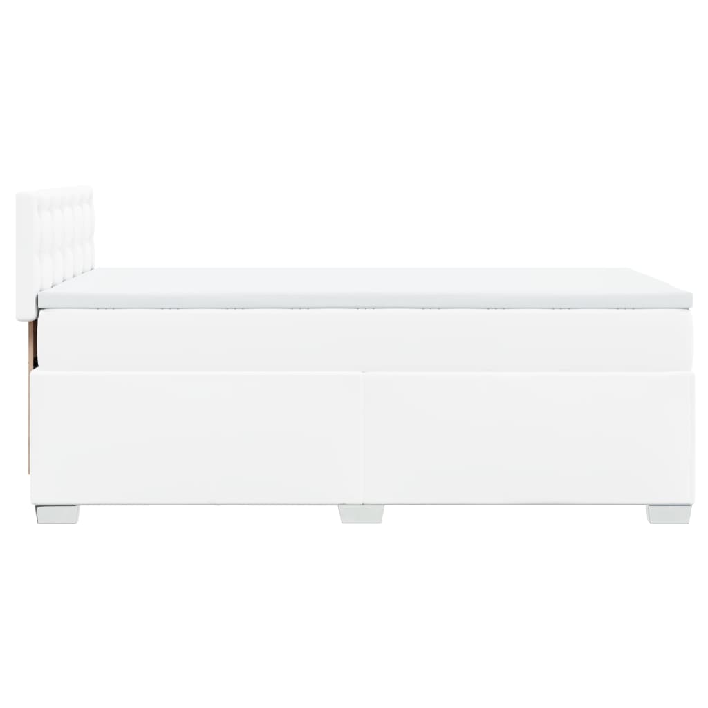 vidaXL Κρεβάτι Boxspring με Στρώμα Λευκό 90x200εκ. από Συνθετικό Δέρμα