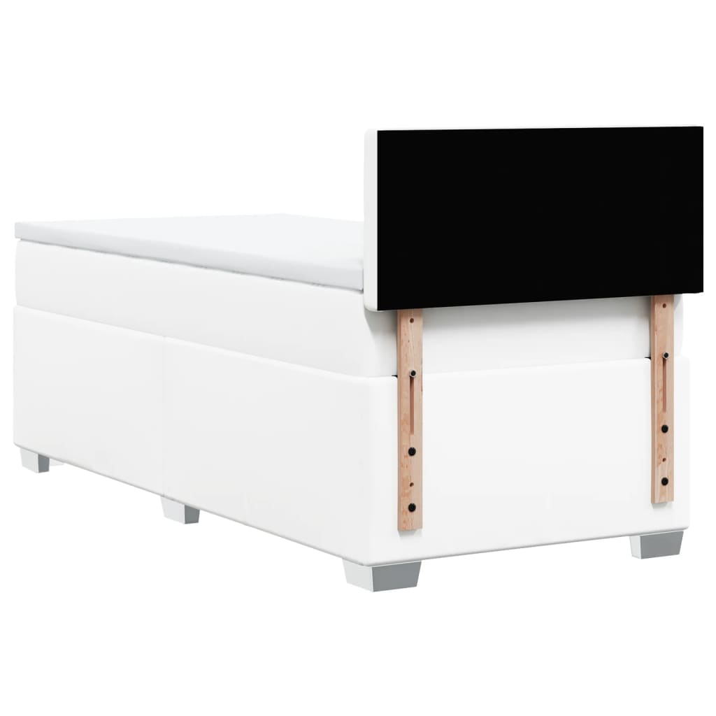 vidaXL Κρεβάτι Boxspring με Στρώμα Λευκό 90x200εκ. από Συνθετικό Δέρμα