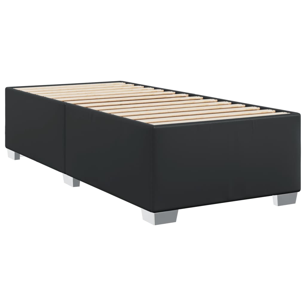 vidaXL Κρεβάτι Boxspring με Στρώμα Μαύρο 100x200εκ.από Συνθετικό Δέρμα