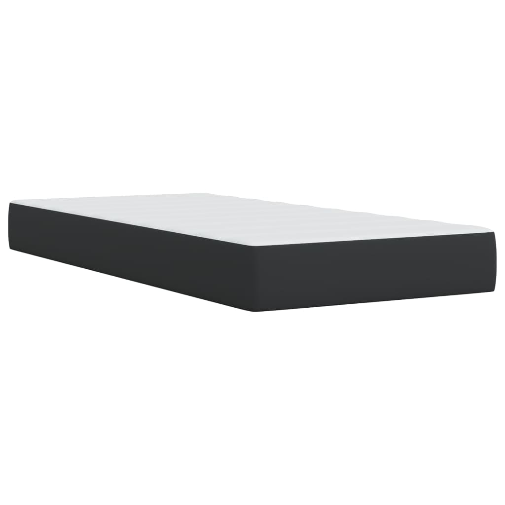 vidaXL Κρεβάτι Boxspring με Στρώμα Μαύρο 100x200εκ.από Συνθετικό Δέρμα