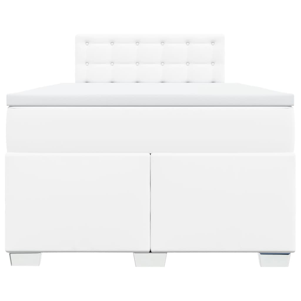 vidaXL Κρεβάτι Boxspring με Στρώμα Λευκό 120x190εκ.από Συνθετικό Δέρμα