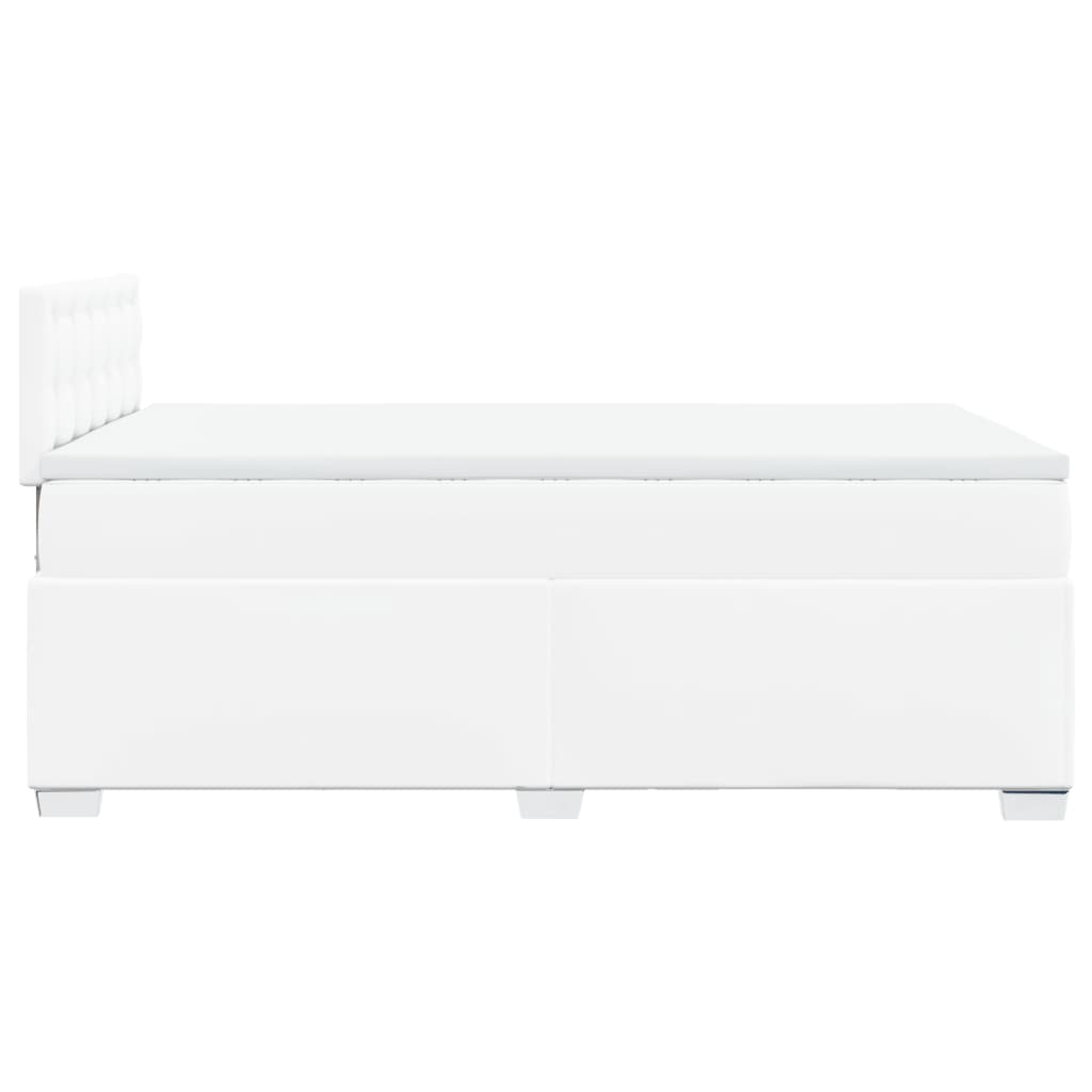 vidaXL Κρεβάτι Boxspring με Στρώμα Λευκό 120x190εκ.από Συνθετικό Δέρμα