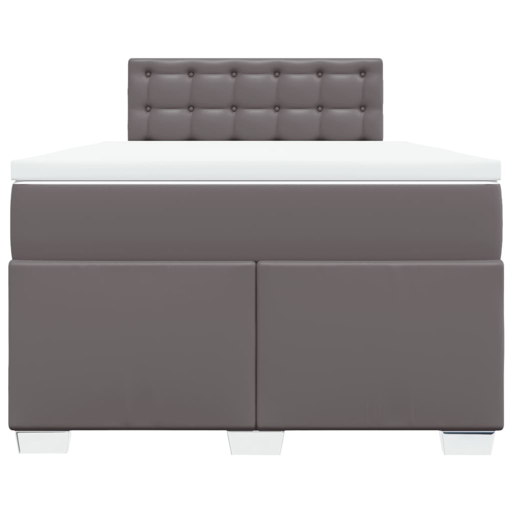 vidaXL Κρεβάτι Boxspring με Στρώμα Γκρι 120x200εκ. από Συνθετικό Δέρμα