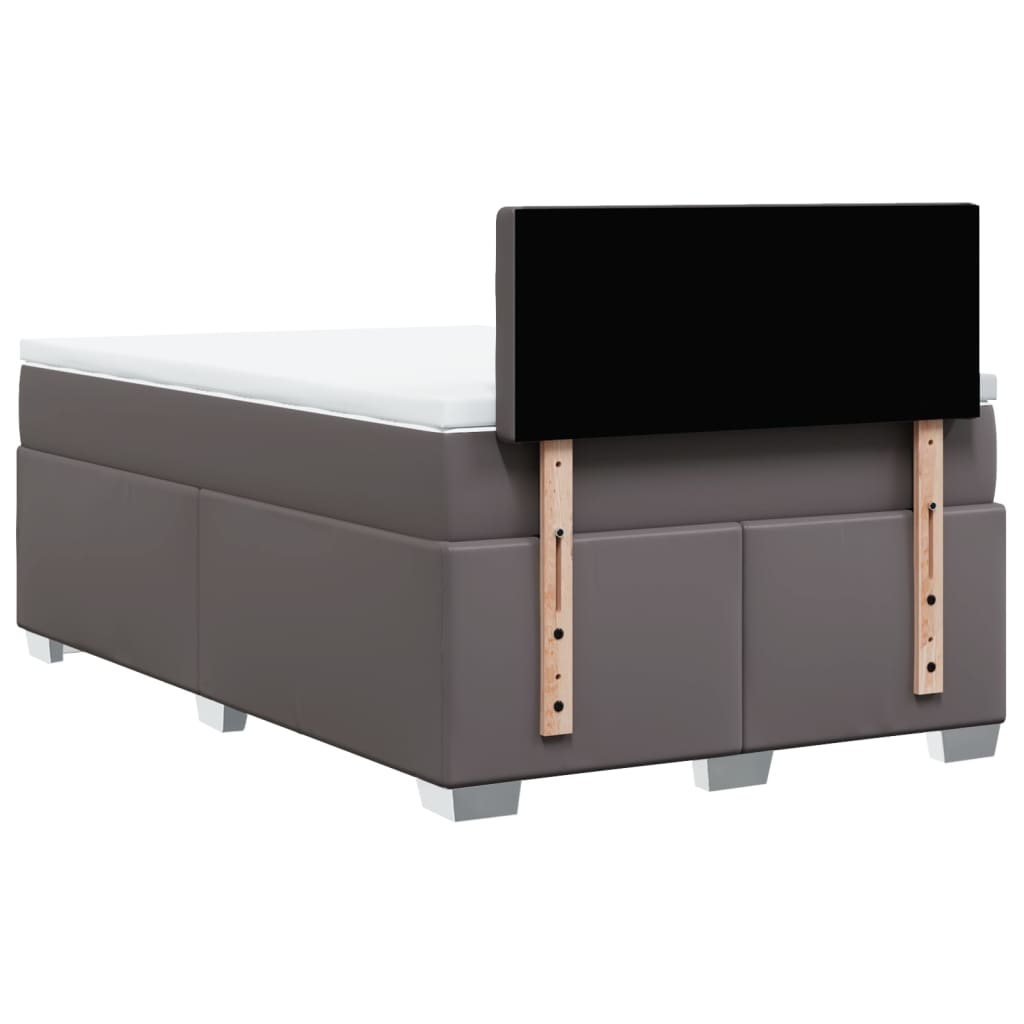 vidaXL Κρεβάτι Boxspring με Στρώμα Γκρι 120x200εκ. από Συνθετικό Δέρμα