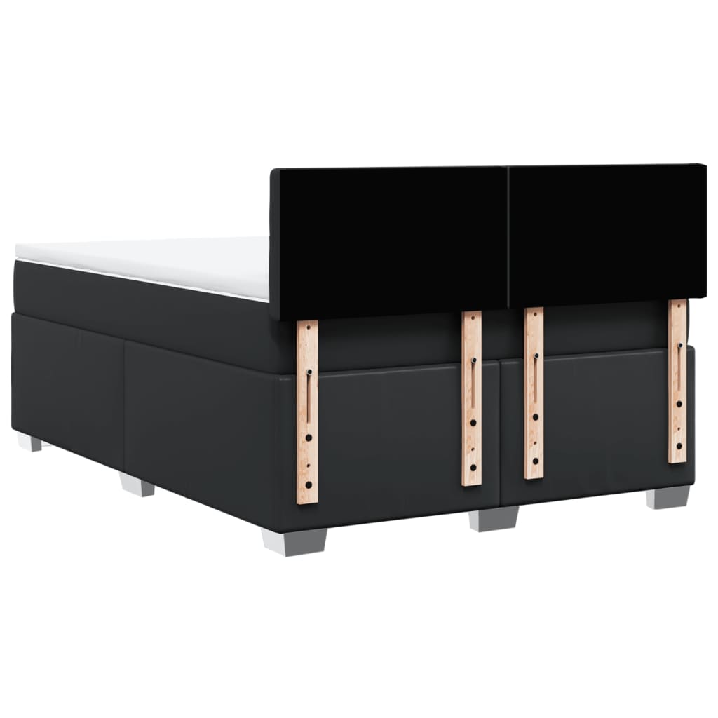 vidaXL Κρεβάτι Boxspring με Στρώμα Μαύρο 140x190εκ.από Συνθετικό Δέρμα