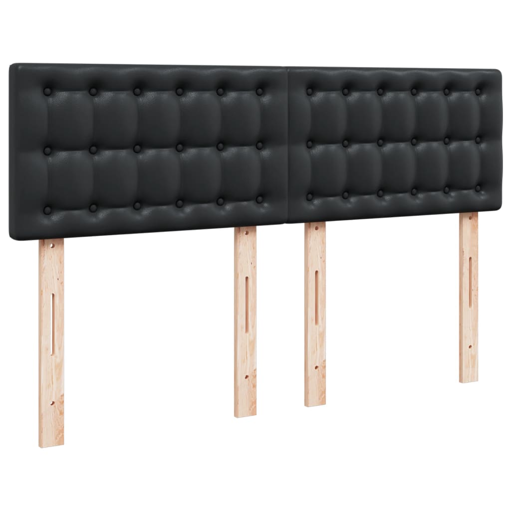 vidaXL Κρεβάτι Boxspring με Στρώμα Μαύρο 140x190εκ.από Συνθετικό Δέρμα