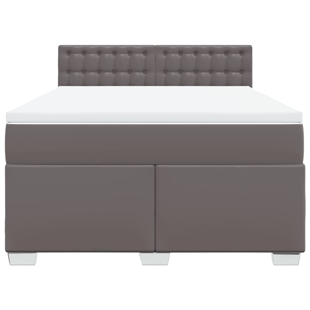 vidaXL Κρεβάτι Boxspring με Στρώμα Γκρι 140x190εκ. από Συνθετικό Δέρμα
