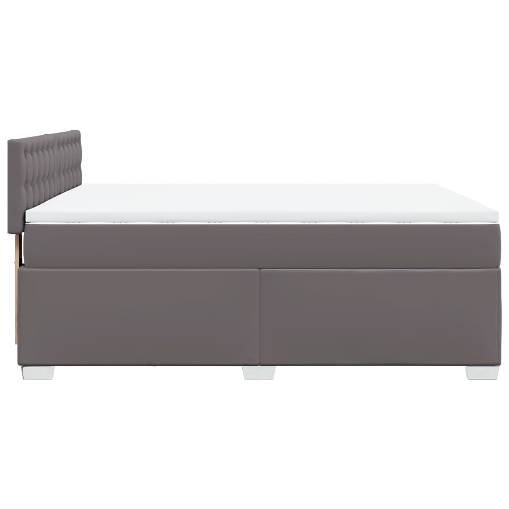 vidaXL Κρεβάτι Boxspring με Στρώμα Γκρι 140x190εκ. από Συνθετικό Δέρμα
