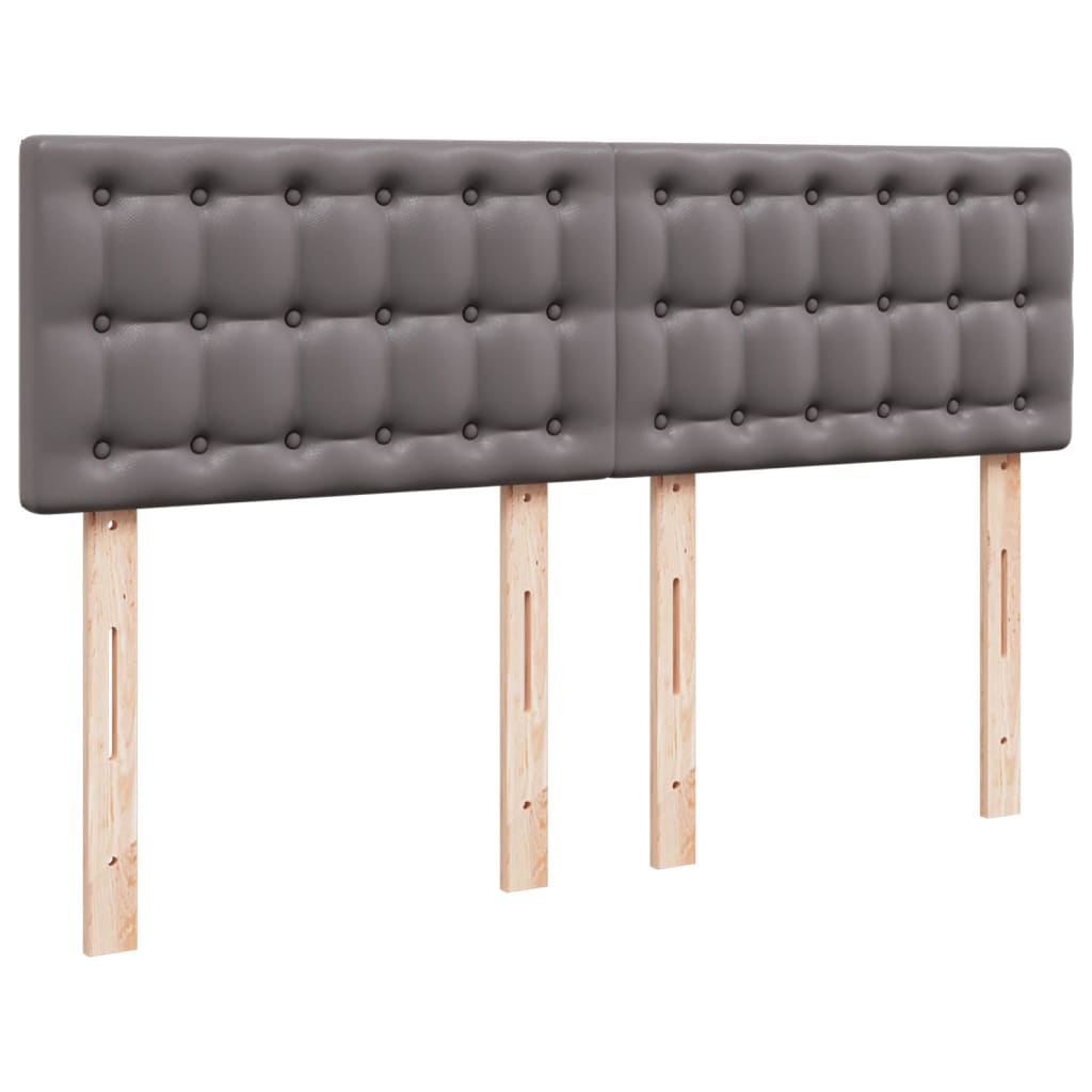 vidaXL Κρεβάτι Boxspring με Στρώμα Γκρι 140x190εκ. από Συνθετικό Δέρμα