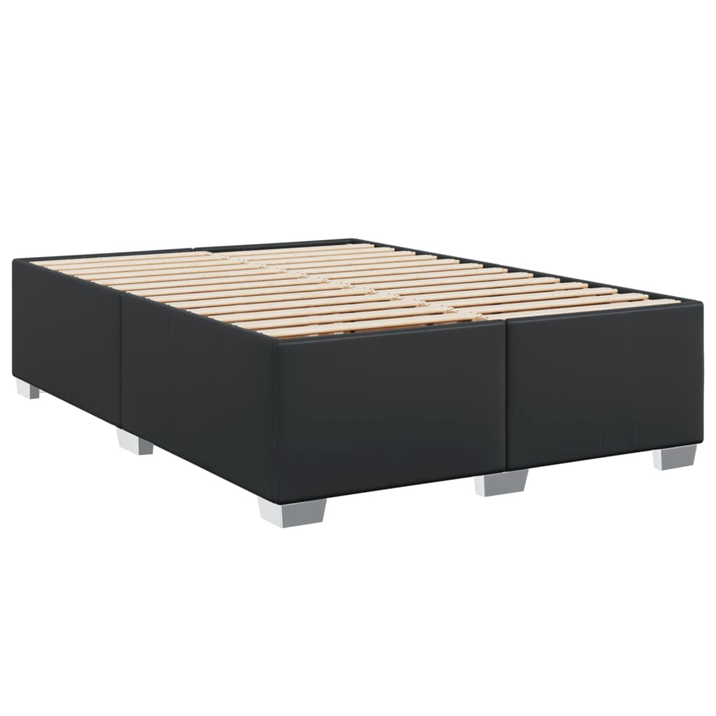 vidaXL Κρεβάτι Boxspring με Στρώμα Μαύρο 140x200εκ.από Συνθετικό Δέρμα