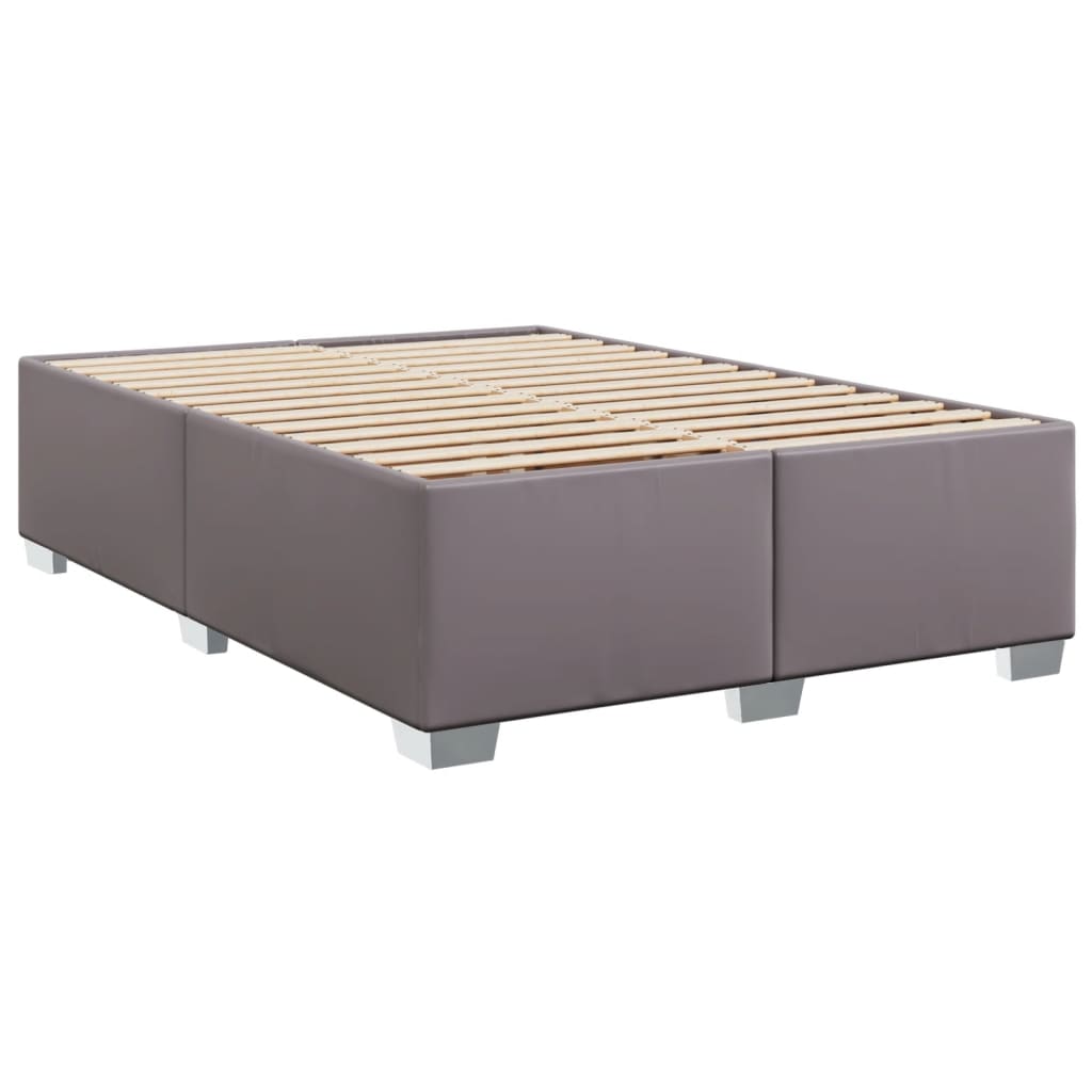 vidaXL Κρεβάτι Boxspring με Στρώμα Γκρι 140x200εκ. από Συνθετικό Δέρμα