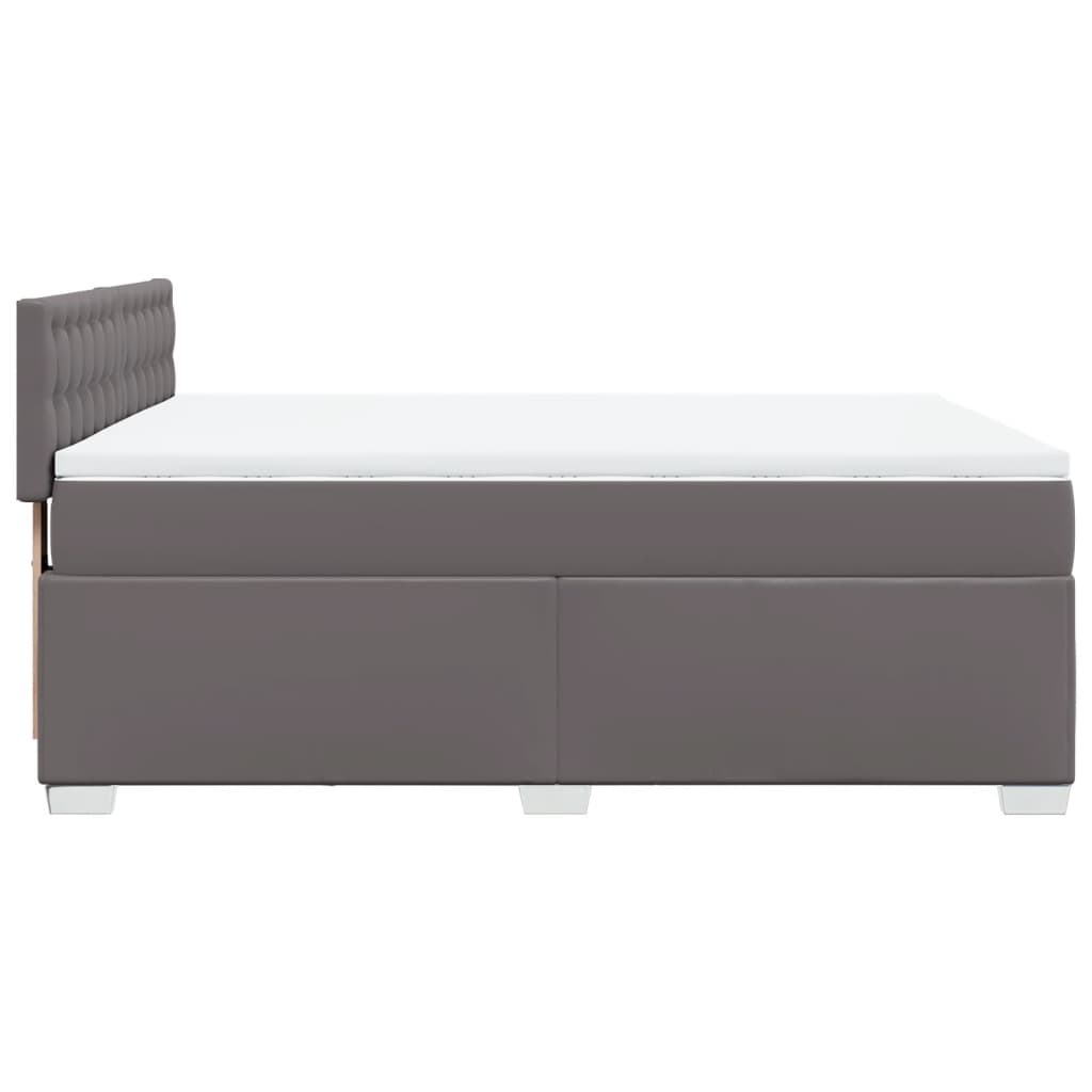 vidaXL Κρεβάτι Boxspring με Στρώμα Γκρι 140x200εκ. από Συνθετικό Δέρμα