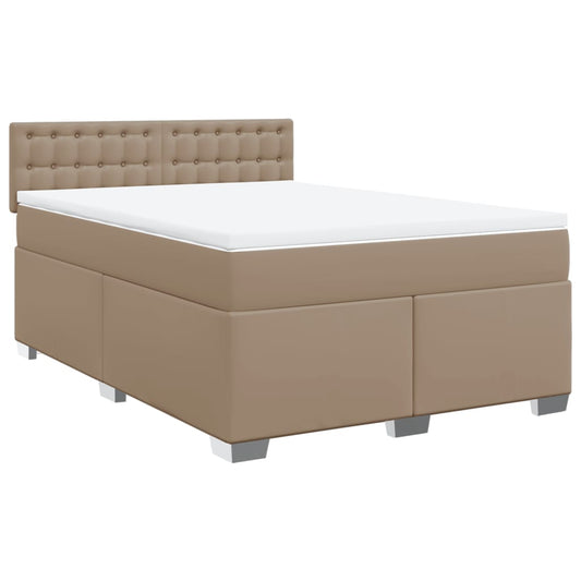 vidaXL Κρεβάτι Boxspring με Στρώμα Καπουτσίνο 160x200εκ.από Συνθ.Δέρμα