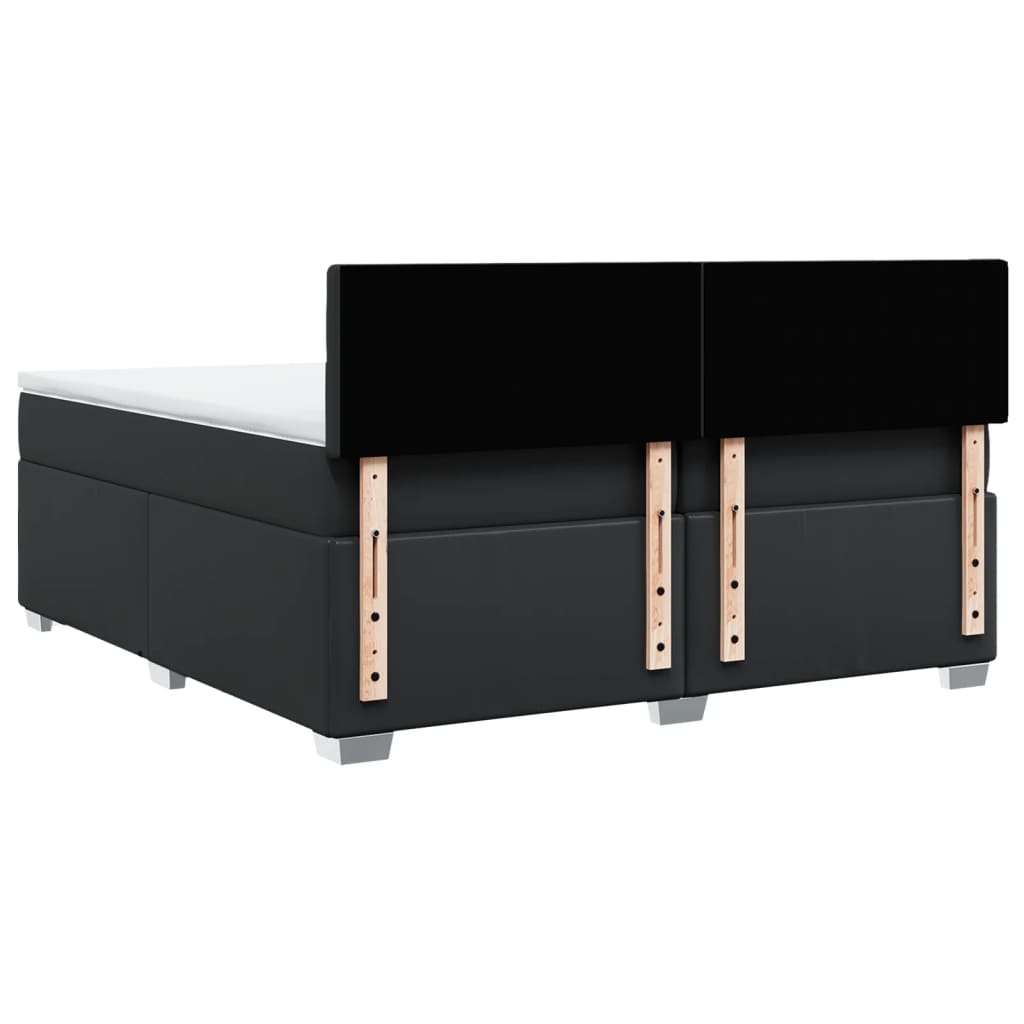 vidaXL Κρεβάτι Boxspring με Στρώμα Μαύρο 200x200 εκ. Συνθετικό Δέρμα