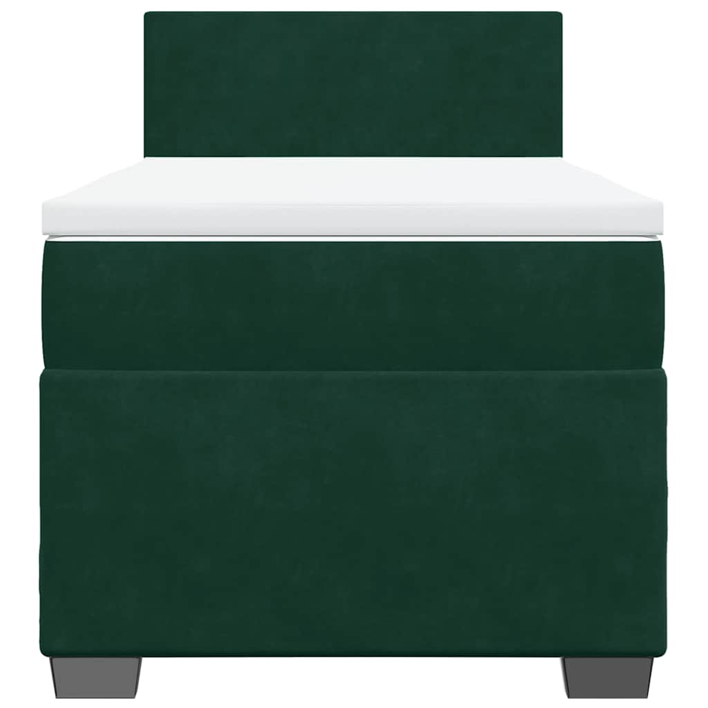 vidaXL Κρεβάτι Boxspring με Στρώμα Σκούρο Πράσινο 80x200 εκ. Βελούδινο