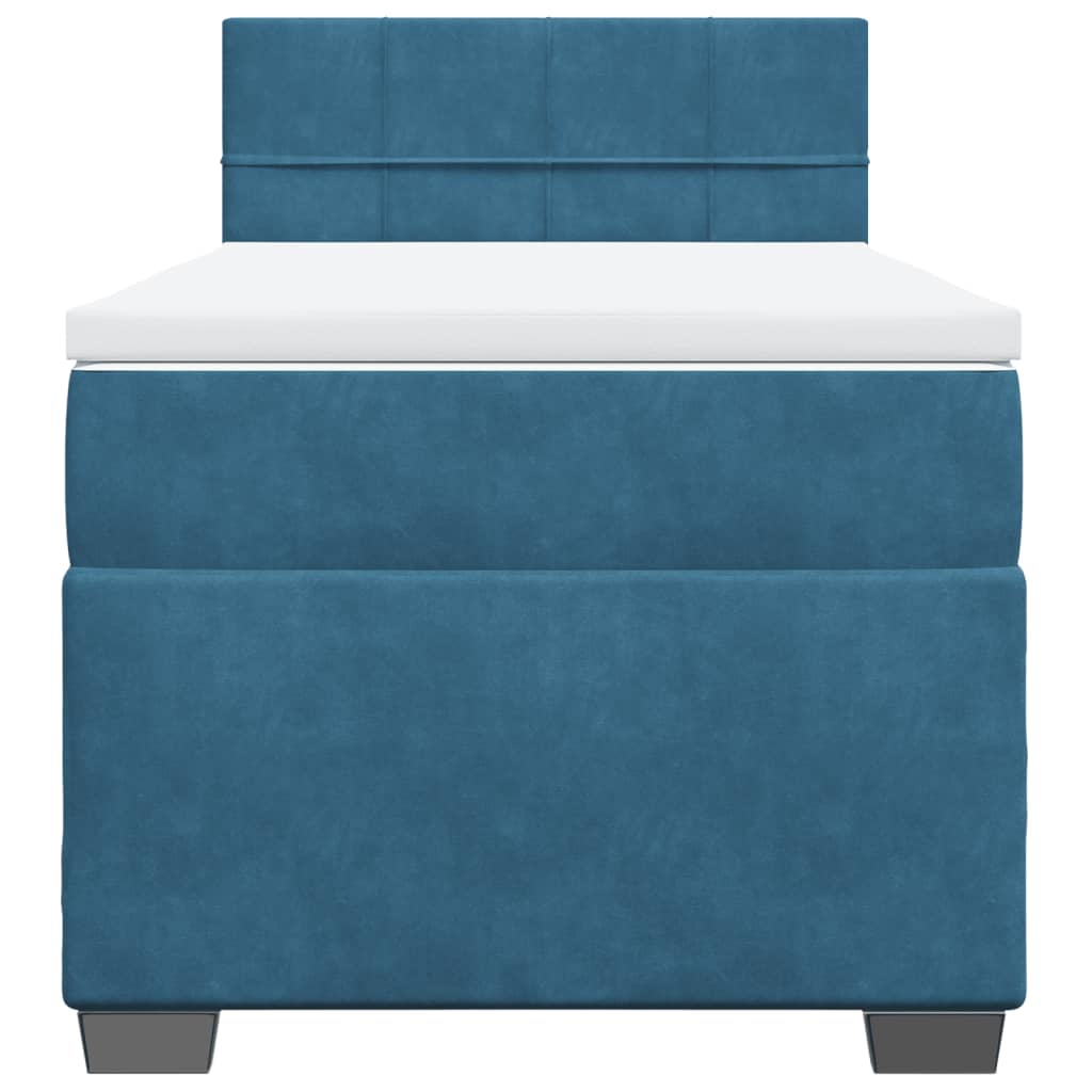 vidaXL Κρεβάτι Boxspring με Στρώμα Σκούρο Μπλε 80 x 200 εκ. Βελούδινο