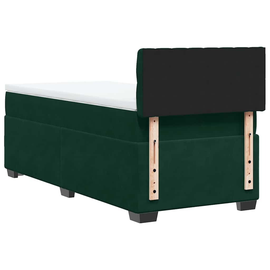 vidaXL Κρεβάτι Boxspring με Στρώμα Σκούρο Πράσινο 80x200 εκ. Βελούδινο
