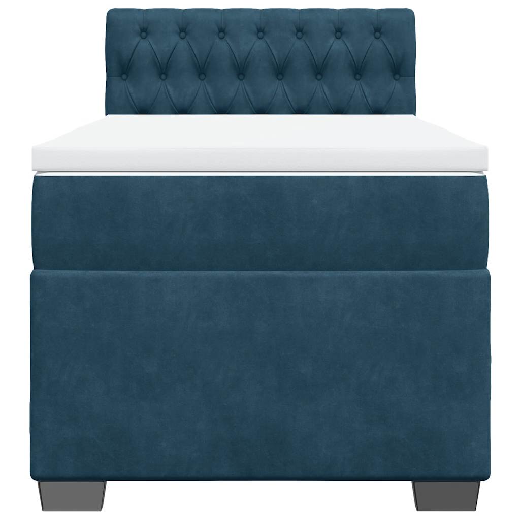 vidaXL Κρεβάτι Boxspring με Στρώμα Σκούρο Μπλε 80 x 200 εκ. Βελούδινο