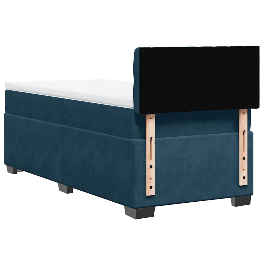 vidaXL Κρεβάτι Boxspring με Στρώμα Σκούρο Μπλε 80 x 200 εκ. Βελούδινο