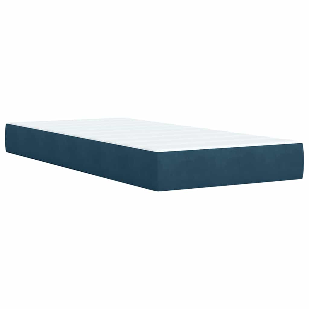 vidaXL Κρεβάτι Boxspring με Στρώμα Σκούρο Μπλε 80 x 200 εκ. Βελούδινο