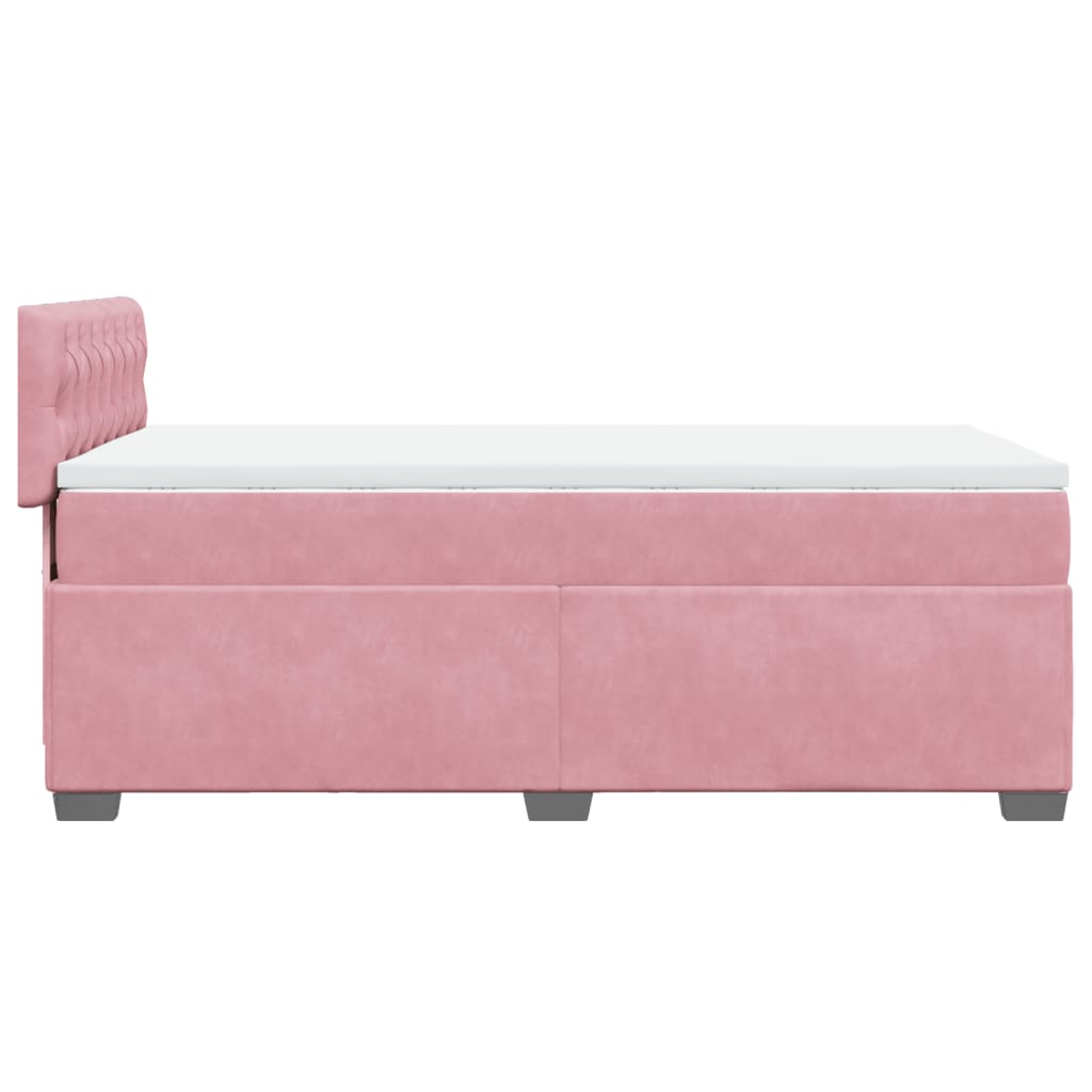 vidaXL Κρεβάτι Boxspring με Στρώμα Ροζ 80 x 200 εκ. Βελούδινο