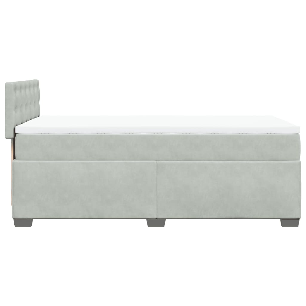vidaXL Κρεβάτι Boxspring με Στρώμα Ανοιχτό Γκρι 80x200 εκ. Βελούδινο