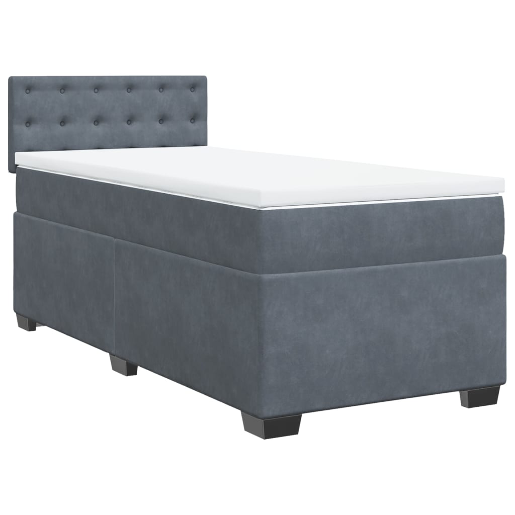 vidaXL Κρεβάτι Boxspring με Στρώμα Σκούρο Γκρι 80x200 εκ. Βελούδινο