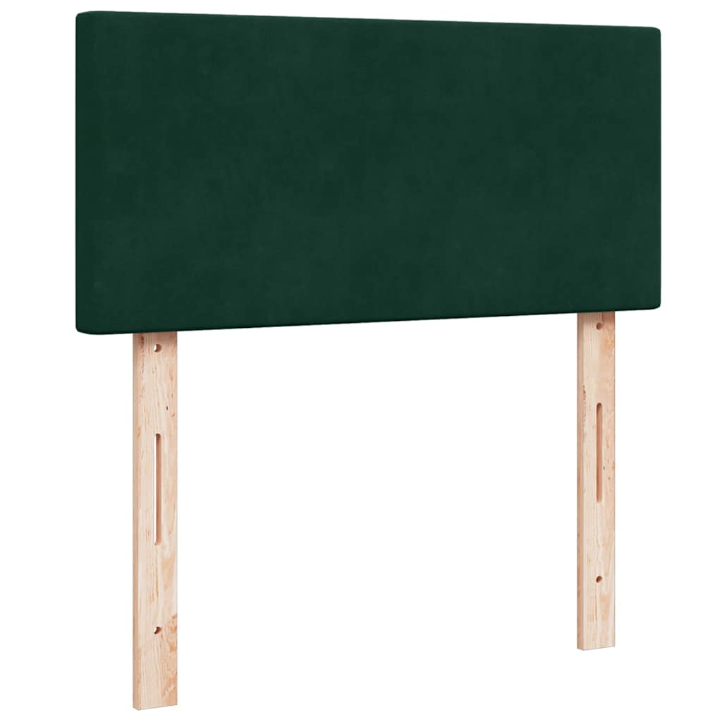 vidaXL Κρεβάτι Boxspring με Στρώμα Σκούρο Πράσινο 90x190 εκ. Βελούδινο