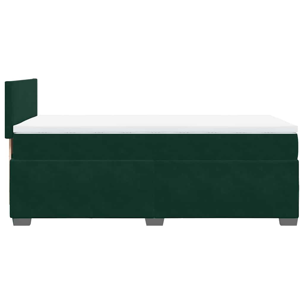vidaXL Κρεβάτι Boxspring με Στρώμα Σκούρο Πράσινο 90x190 εκ. Βελούδινο