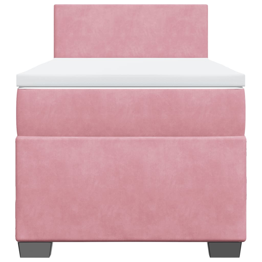 vidaXL Κρεβάτι Boxspring με Στρώμα Ροζ 90x190 εκ. Βελούδινο