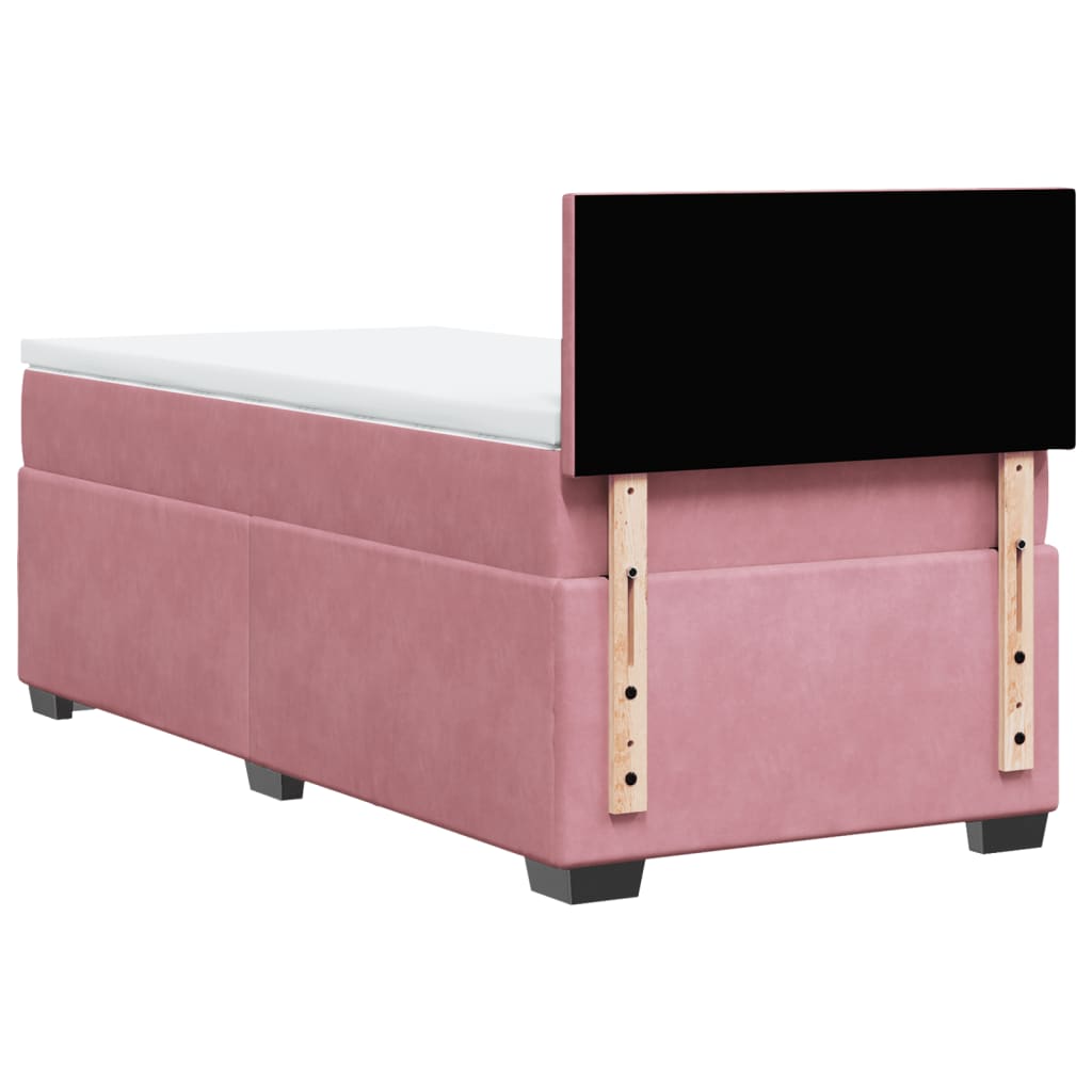 vidaXL Κρεβάτι Boxspring με Στρώμα Ροζ 90x190 εκ. Βελούδινο