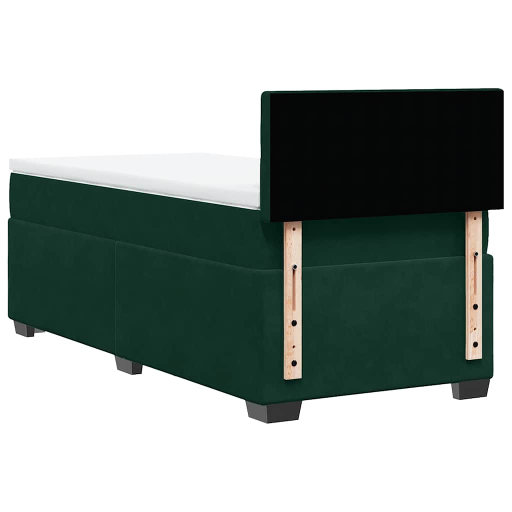 vidaXL Κρεβάτι Boxspring με Στρώμα Σκούρο Πράσινο 90x190 εκ. Βελούδινο