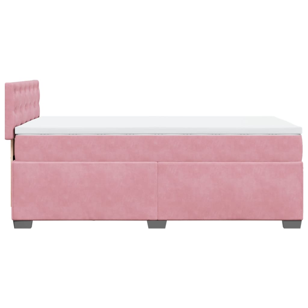 vidaXL Κρεβάτι Boxspring με Στρώμα Ροζ 90x190 εκ. Βελούδινο