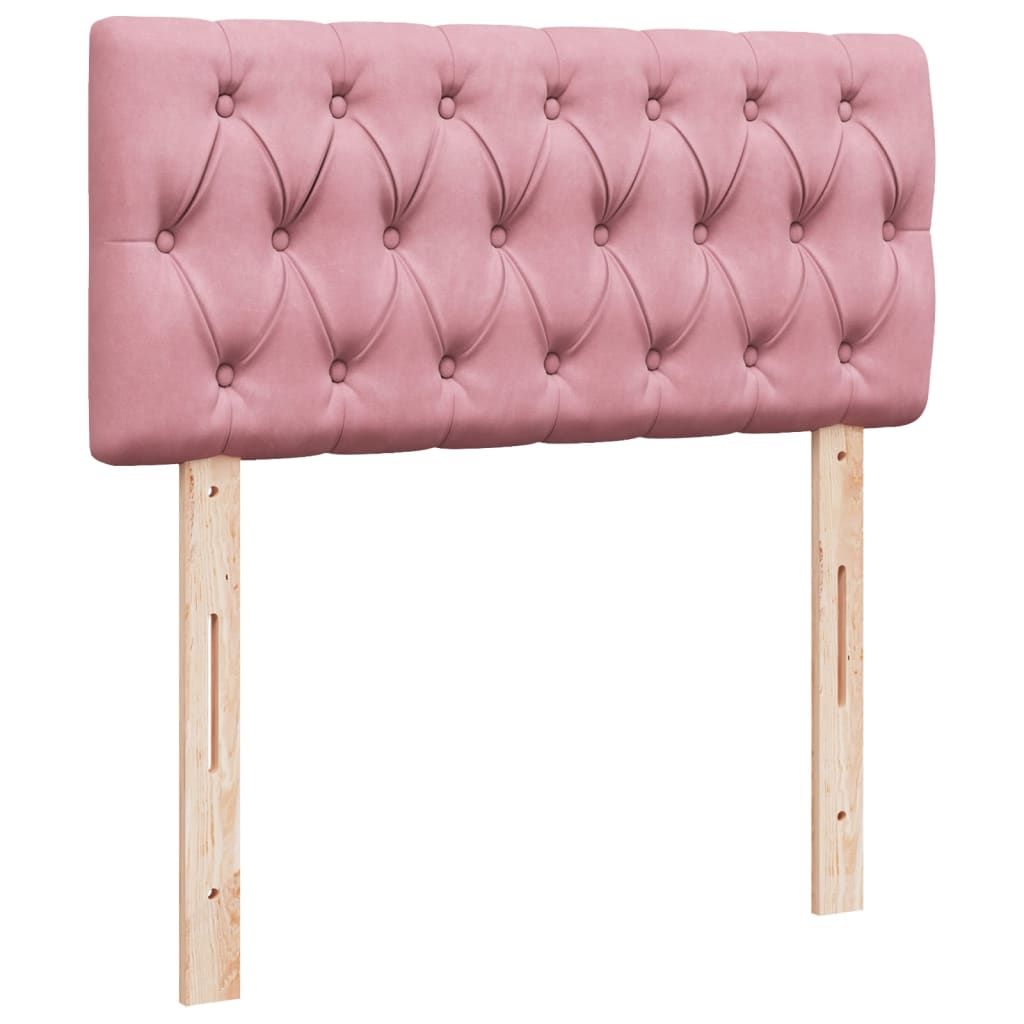 vidaXL Κρεβάτι Boxspring με Στρώμα Ροζ 90x190 εκ. Βελούδινο