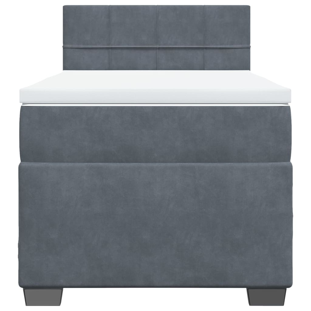 vidaXL Κρεβάτι Boxspring με Στρώμα Σκούρο Γκρι 90x190 εκ. Βελούδινο