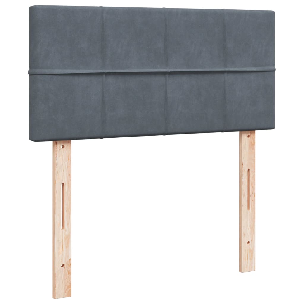 vidaXL Κρεβάτι Boxspring με Στρώμα Σκούρο Γκρι 90x190 εκ. Βελούδινο