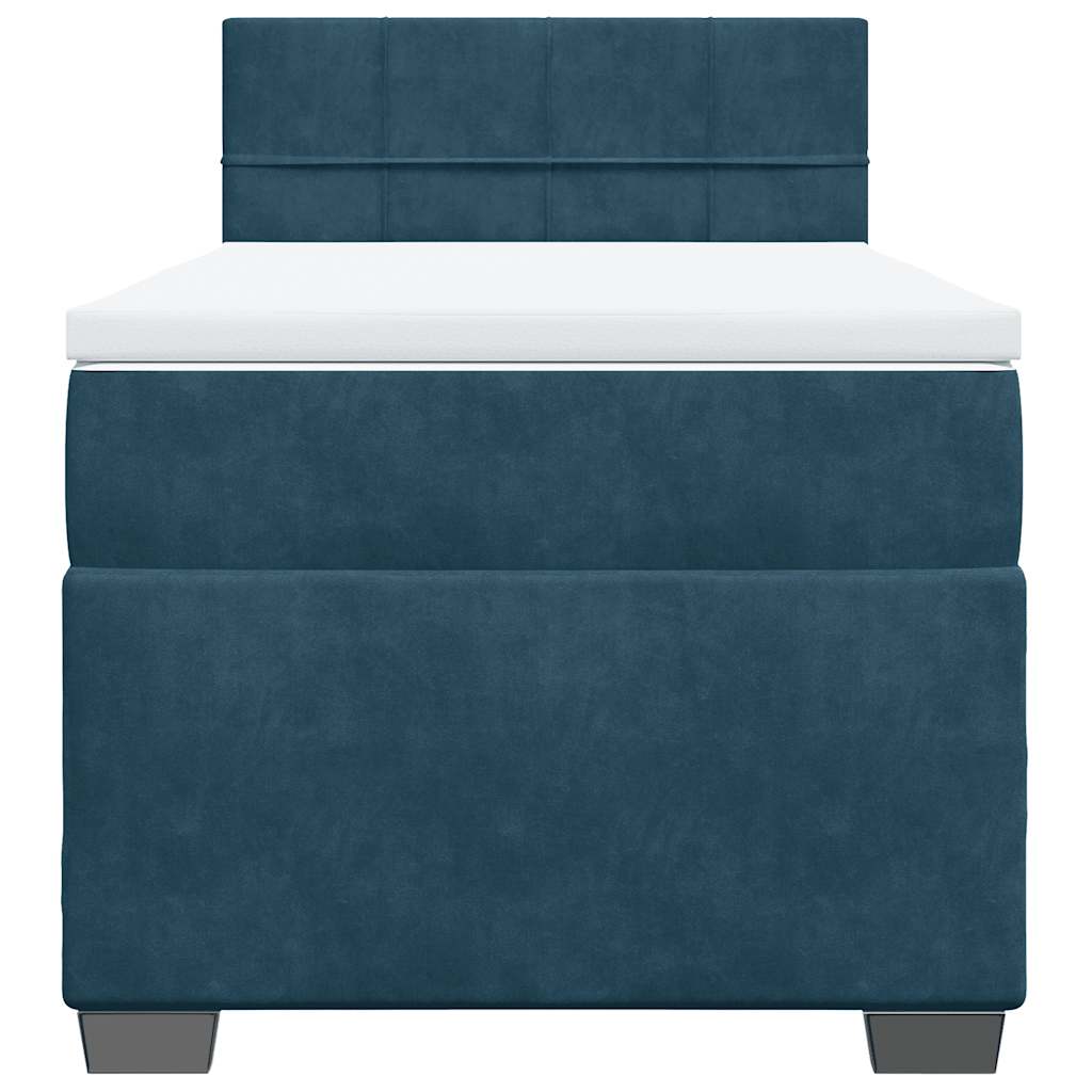 vidaXL Κρεβάτι Boxspring με Στρώμα Σκούρο Μπλε 90x190 εκ. Βελούδινο
