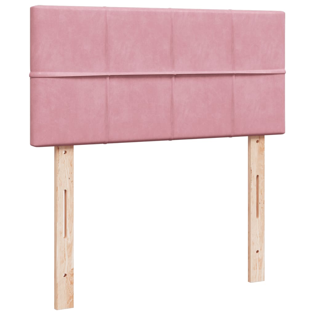 vidaXL Κρεβάτι Boxspring με Στρώμα Ροζ 90x190 εκ. Βελούδινο