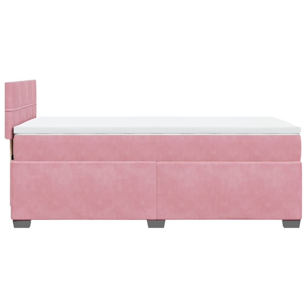 vidaXL Κρεβάτι Boxspring με Στρώμα Ροζ 90x190 εκ. Βελούδινο