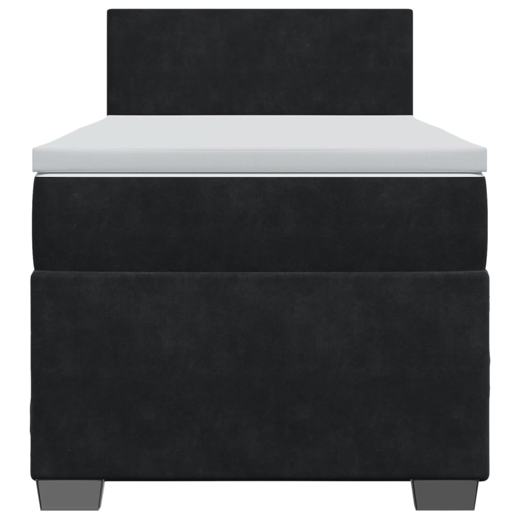vidaXL Κρεβάτι Boxspring με Στρώμα Μαύρο 90x200 εκ. Βελούδινο